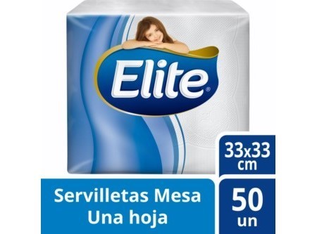  SERVILLETA MESA 33X33 50 UN ELITE BLANCA 