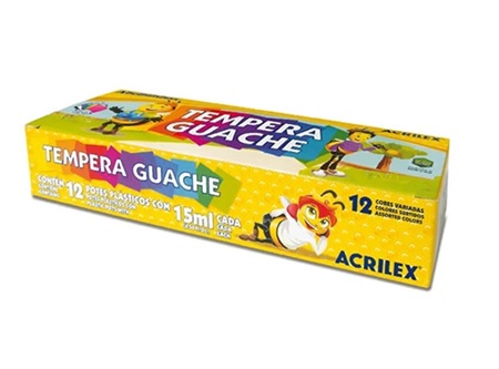  TEMPERA  12 COLORES ACRILEX (DOBLE BLANCO) 