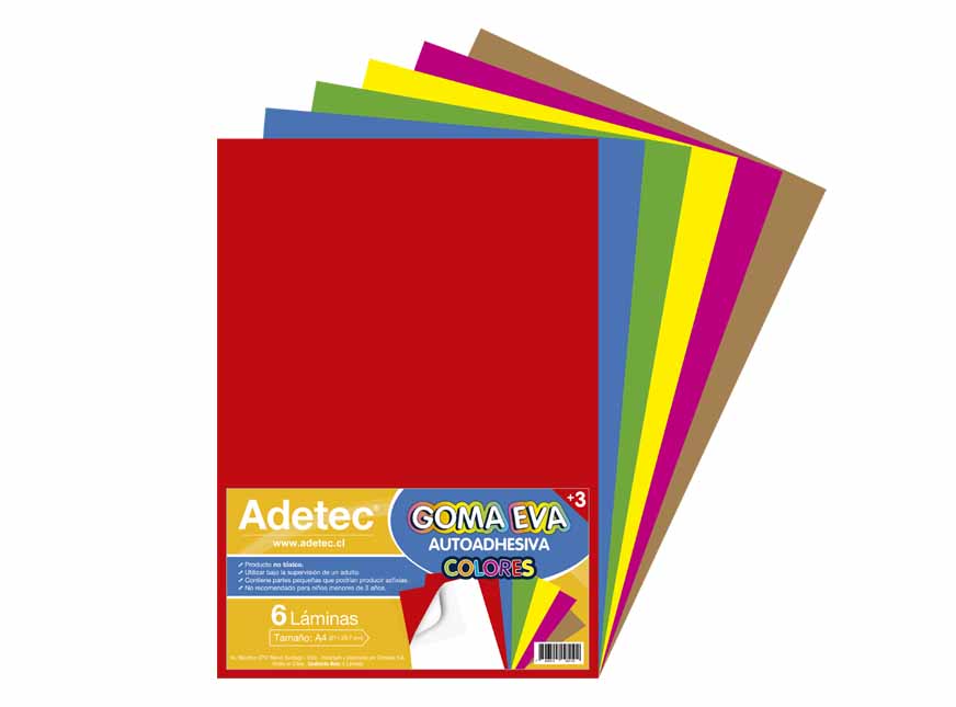  GOMA EVA AUTOADHESIVA A-4 6 COLORES ADETEC 