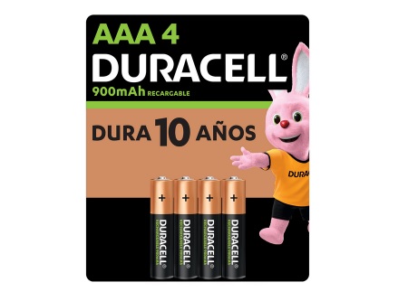  PILA RECARGABLE AAA X 4 DURACELL 900MAH 