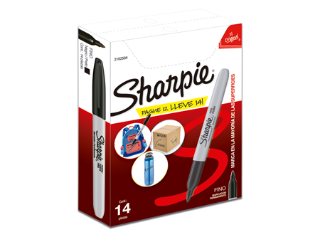  MARCADOR DE CD NEGRO SHARPIE DP X 12+2 UND 