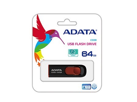  PEN DRIVE 64GB ADATA RECTRACTIL AC008 2.0 NG/ROJO 