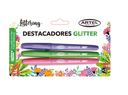  DESTACADOR GLITTER BL X 3 UND ARTEL 