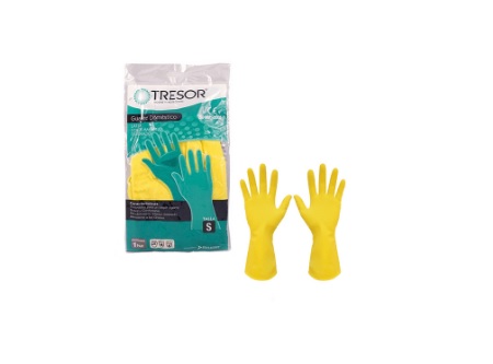  GUANTES DOMEST/LATEX AMARILLO T-S DP X 12 TRESOR 