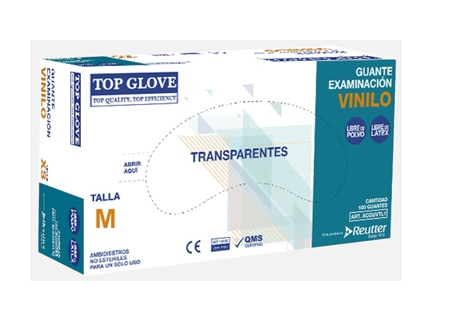  GUANTES VINILO T/M C/100 LIBRE POLVO TRESOR/TOP 