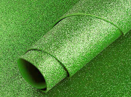  GOMA EVA 30X20 X 10 UN 2MM C/GLITTER VERDE CLARO 