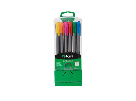  LAPIZ FIBRA 0.4 ESTUCHE X 6 COLORES FINELINER TORR 