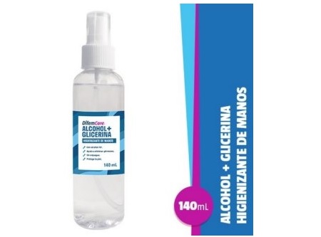  ALCOHOL DESNAT.SPRAY 140ML 70%+GLICERINA DIFEM 