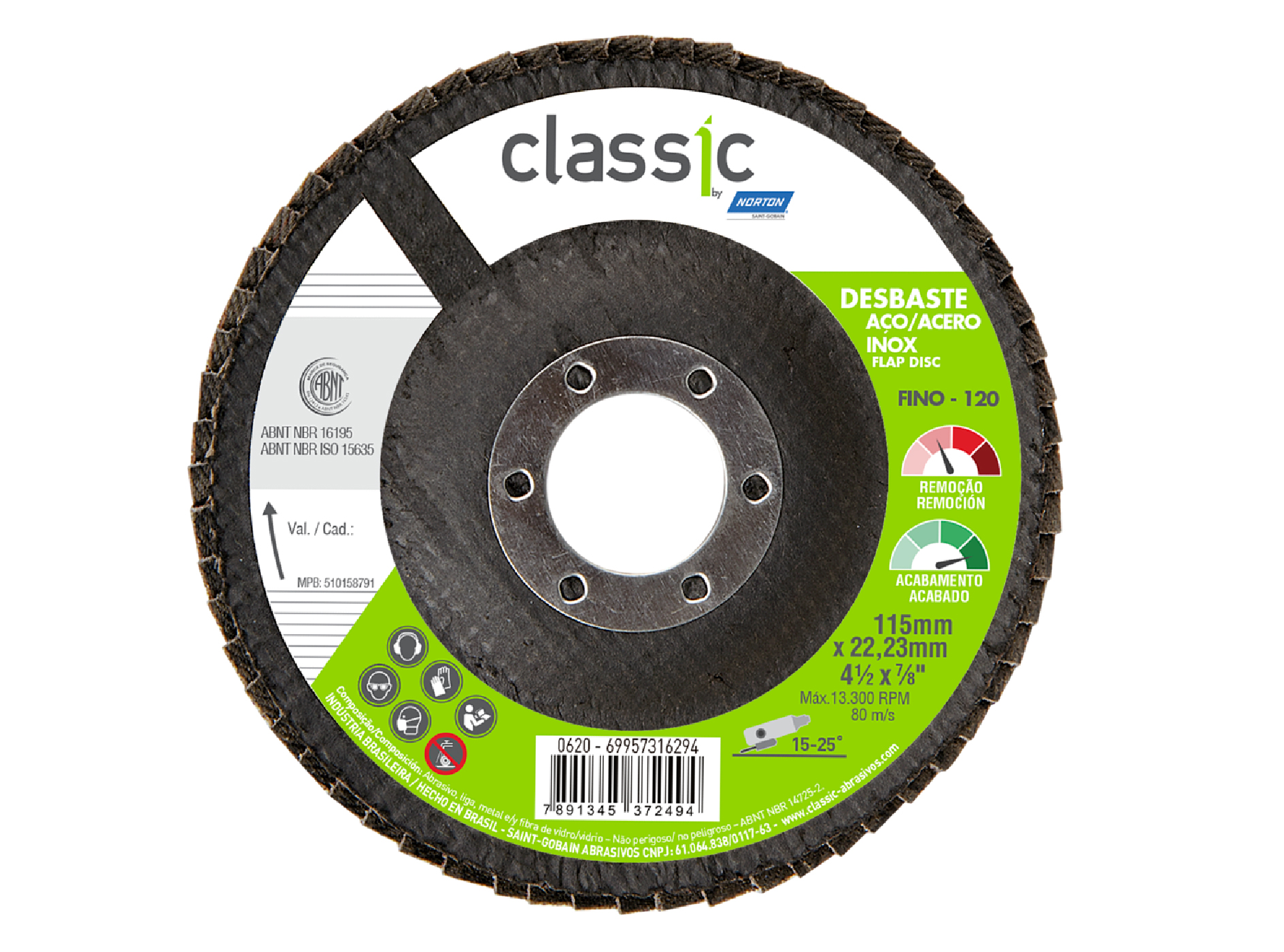  DISCO TRASLAPADO CLASSIC 115X22.23MM G120 X10 UND 