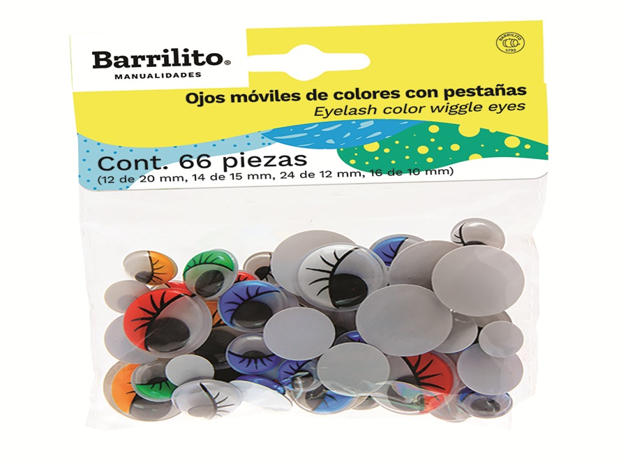  MANUALIDADES OJOS MOVILES C/PESTAA PQT X 66 UN BA 