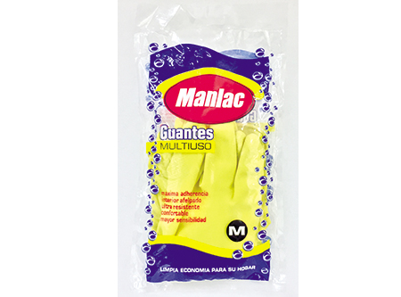  GUANTES LATEX MANLAC MULTIUSO M AMARILLO AFELPADO 