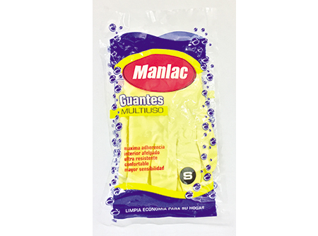  GUANTES LATEX MANLAC MULTIUSOS S AMARILLO AFELPADO 