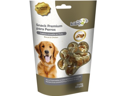  KIBOO SNACK 100GR GALLETAS ENVUEL.POLLO P/PERRO 