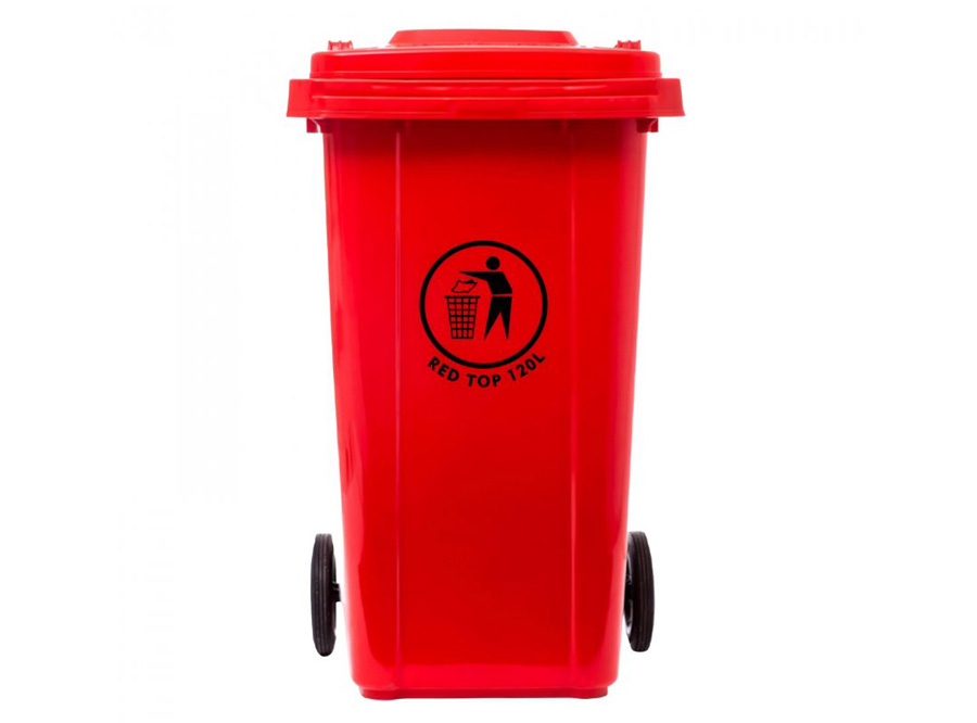  BASURERO T/MUNIC. 120 LT RJ C/RUEDAS RED TOP 