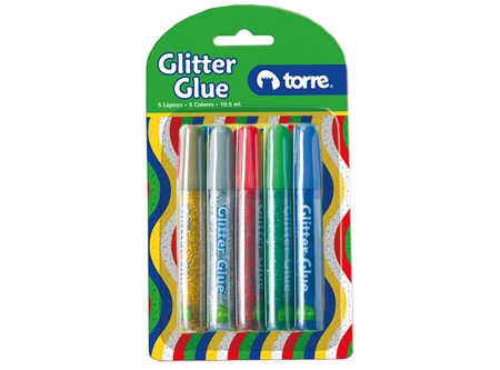  ADHESIVO GLITTER GLUE  5 COLORES METALICOS TORRE 