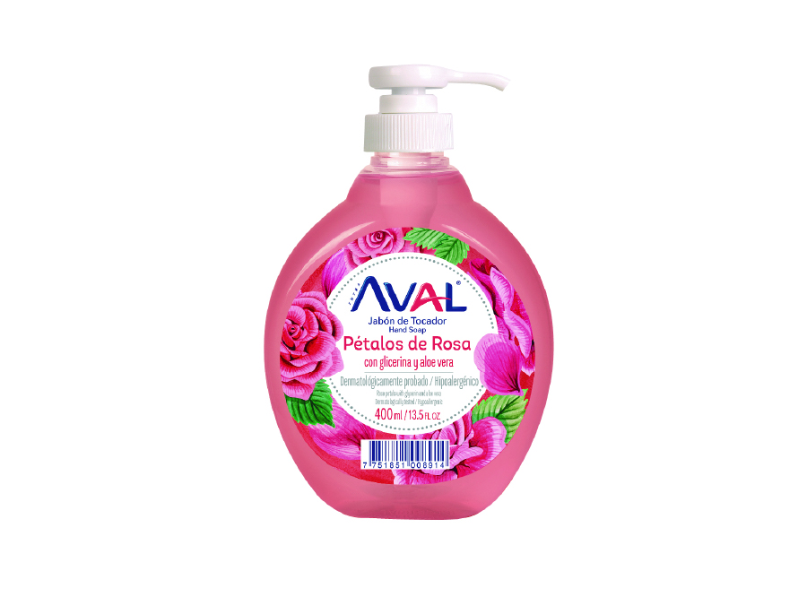  JABON LIQ. 400 ML. AVAL PETALOS ROSAS C/VALVULA 