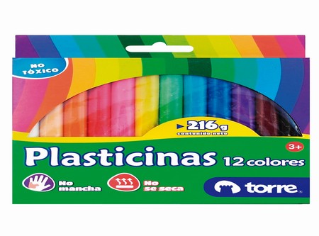  PLASTICINA 12 COLORES TORRE 