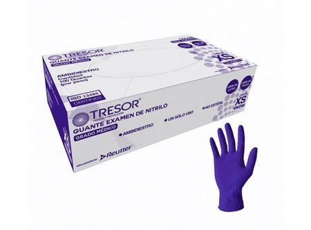  GUANTES NITRILO TRESOR T-S COBALTO 100UN L/POLVO 