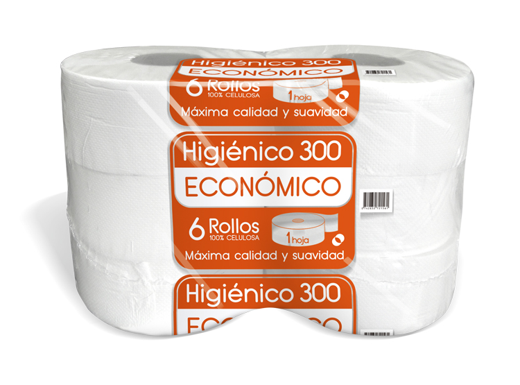  PAPEL HIG. 6 ROLLOS 300 MT. H/S ECONOM TECNOPAPEL 