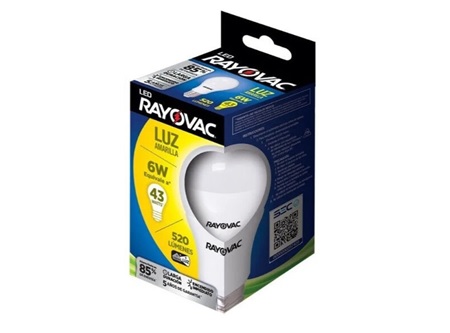  AMPOLLETA LED 6W E27 X 6UN L.CALIDA RAYOVAC 520LUM 