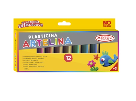  PLASTICINA 12 COLORES ESTUCHE ARTEL ARTELINA 