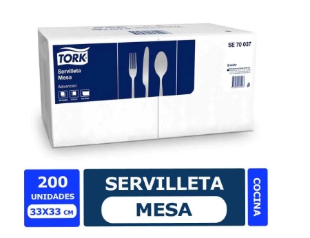  SERVILLETA MESA 33X33 200 UN TORK* 