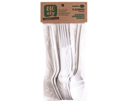  CUCHARA PLASTICA BIODEGRADABLE BL X 50 UD BIO ELY 