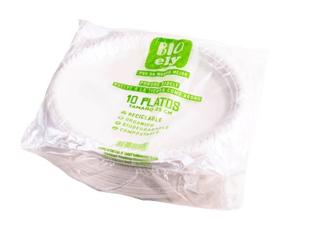  PLATO PLASTICO 25CM BIODEGRAD. BL X 50UN.BIO ELY 