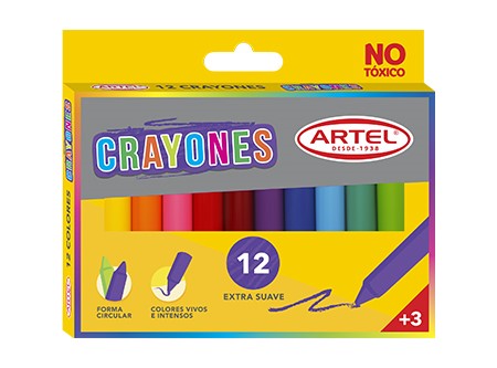  LAPIZ CERA  12 COLORES ARTEL CRAYON 