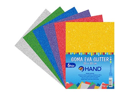  GOMA EVA 30X20 X  6 UN C/GLITTER HAND 