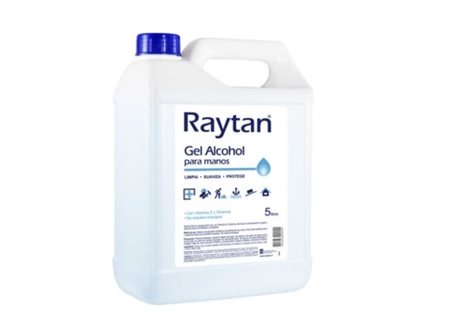  ALCOHOL GEL 5 LT. RAYTAN LIVIANO 70% C/GLICERINA 