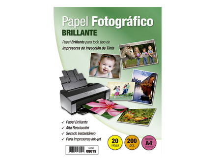  PAPEL FOTOGRAFICO A4 ADETEC 200GR 20H BRILLANTE 