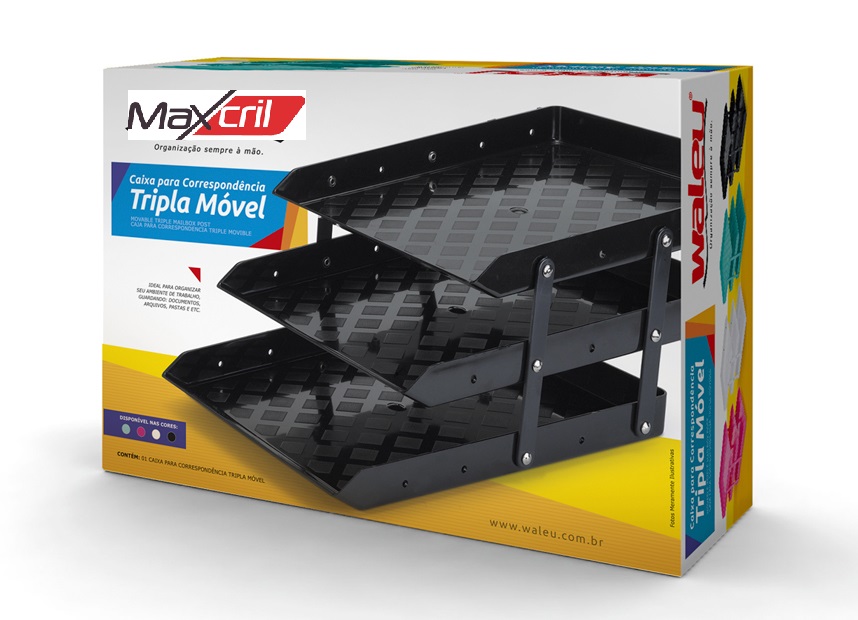  BANDEJA ARTICULADA TRIPLE ACRILICA NEGRA MAXCRIL 