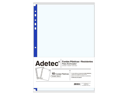  FUNDA PLASTICA OFICIO X 10 UD 75 MC AZ ADETEC 