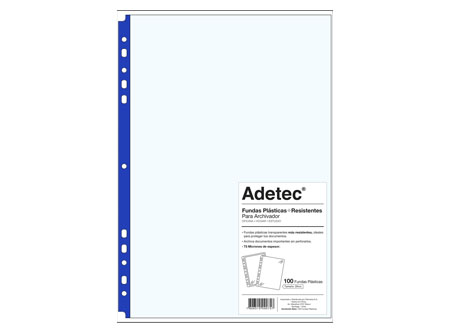  FUNDA PLASTICA OFICIO X 100 UD 75 MC AZ ADETEC 