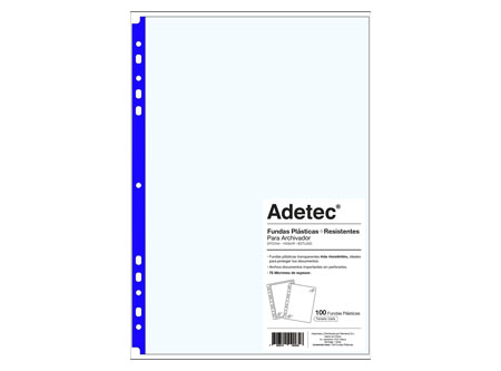  FUNDA PLASTICA CARTA X 100 UD 75 MC AZ ADETEC 