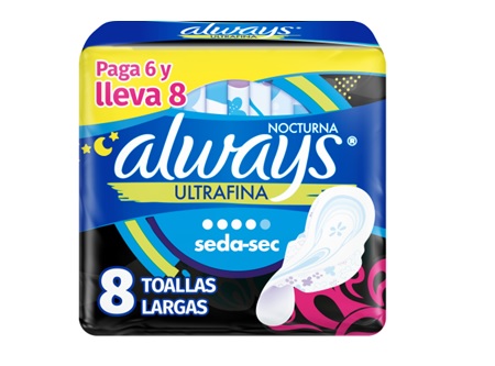  TOALLA HIG. ALWAYS ULTRA SECA FINA NOCHE X 8 UN 