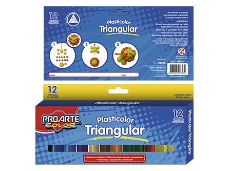  PLASTICINA 12 COLORES TRIANGULAR PROARTE 