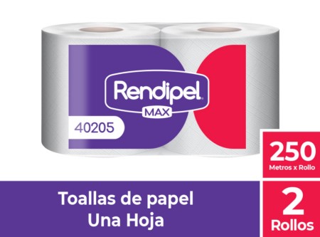  TOALLA PAPEL 2 ROLLOS 250 MTS H/S RENDIPEL MAX 