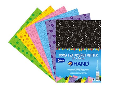  GOMA EVA 30X20 X  6 UN DISEO GLITTER HAND 