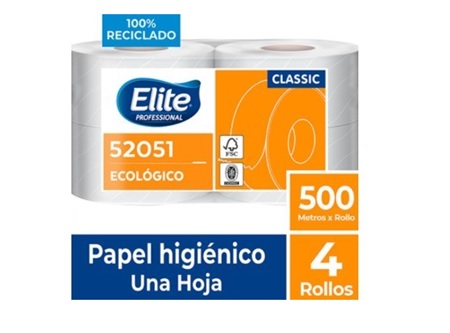  PAPEL HIG. 4 ROLLOS 500 MT H/S ELITE NATUR 