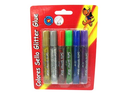  ADHESIVO GLITTER GLUE 10 ML X  6 UN COL.SURT 