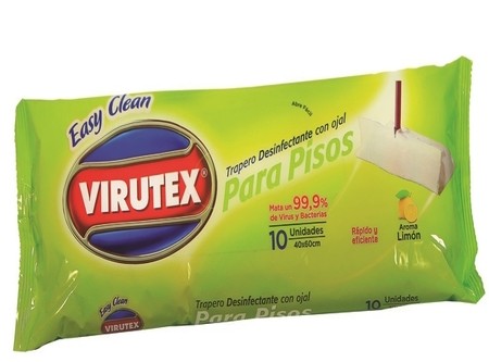  TRAPERO HUMED/DESINF. VIRUTEX 10 UN 40X60 LIMON 