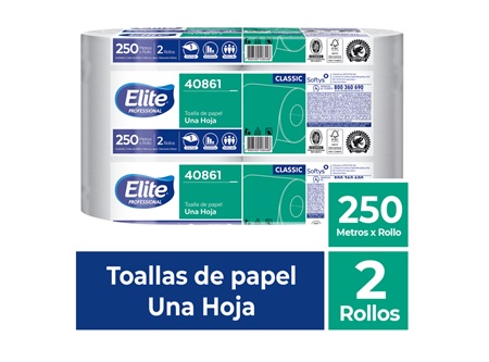  TOALLA PAPEL 2 ROLL.250 MT H/S ELITE CLASSIC 