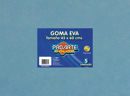  GOMA EVA 45X60 X  5 UN 2MM PROARTE CELESTE 