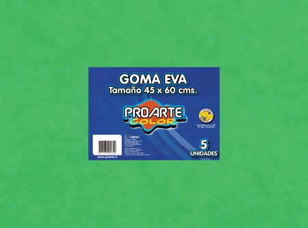  GOMA EVA 45X60 X  5 UN 2MM PROARTE VERDE PASTO 